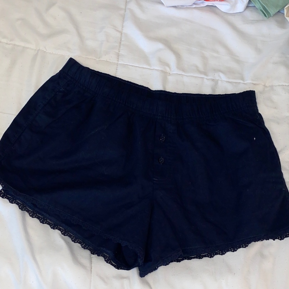 Navy Lace Trim Shorts